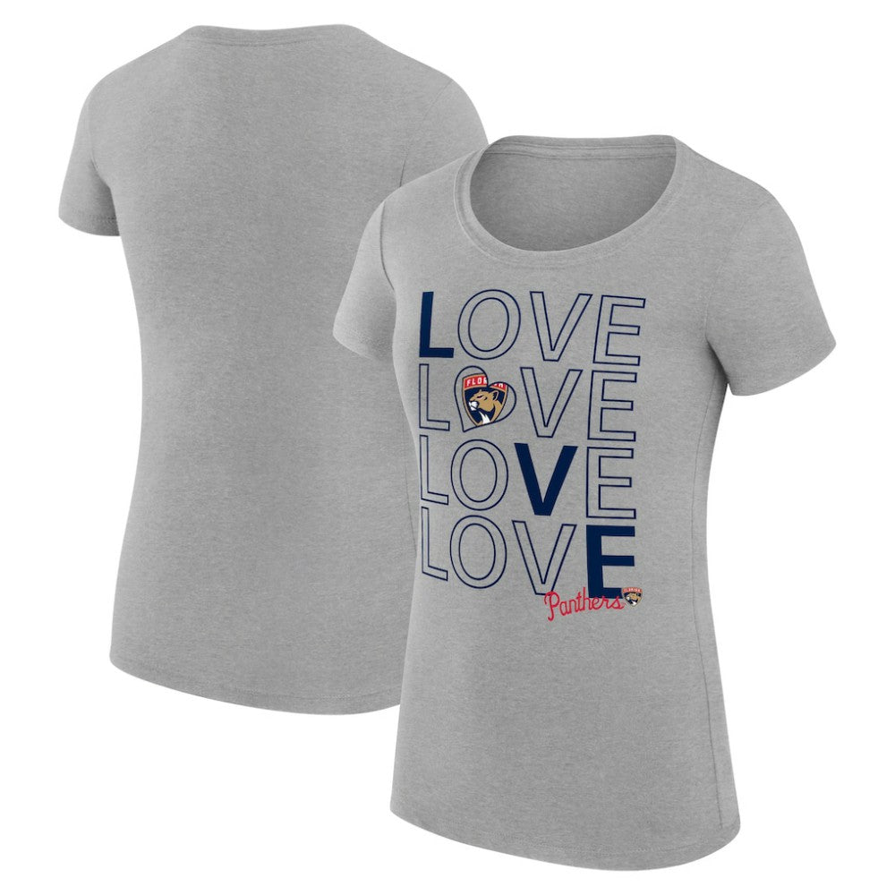 Florida Panthers G-III 4Her by Carl Banks Women's Super-Slim Fit Lightweight Hockey Love T-Shirt Heather Gray