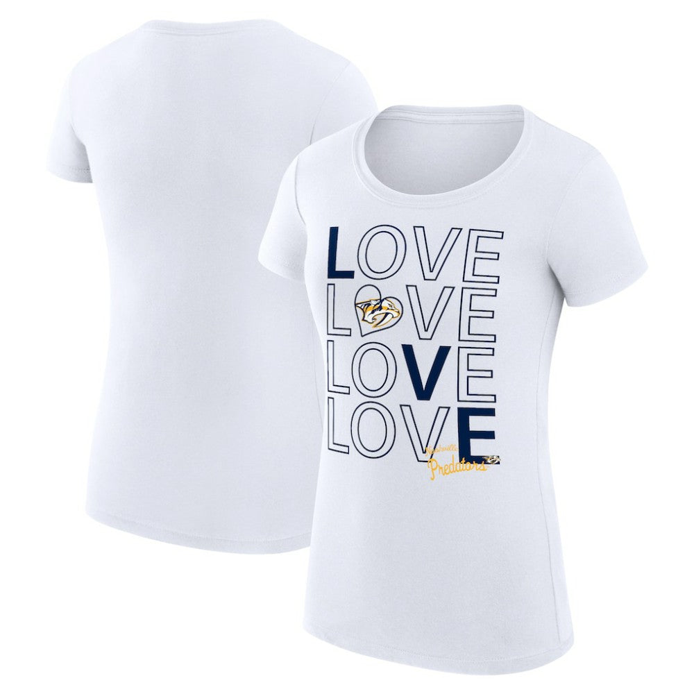 Nashville Predators G-III 4Her by Carl Banks Women's Super-Slim Fit Lightweight Hockey Love T-Shirt White