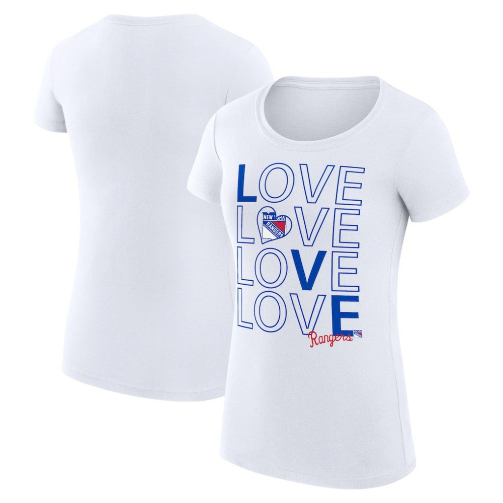 New York Rangers G-III 4Her by Carl Banks Women's Super-Slim Fit Lightweight Hockey Love T-Shirt White