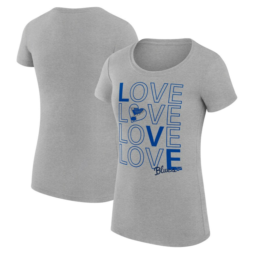 St. Louis Blues G-III 4Her by Carl Banks Women's Super-Slim Fit Lightweight Hockey Love T-Shirt Heather Gray
