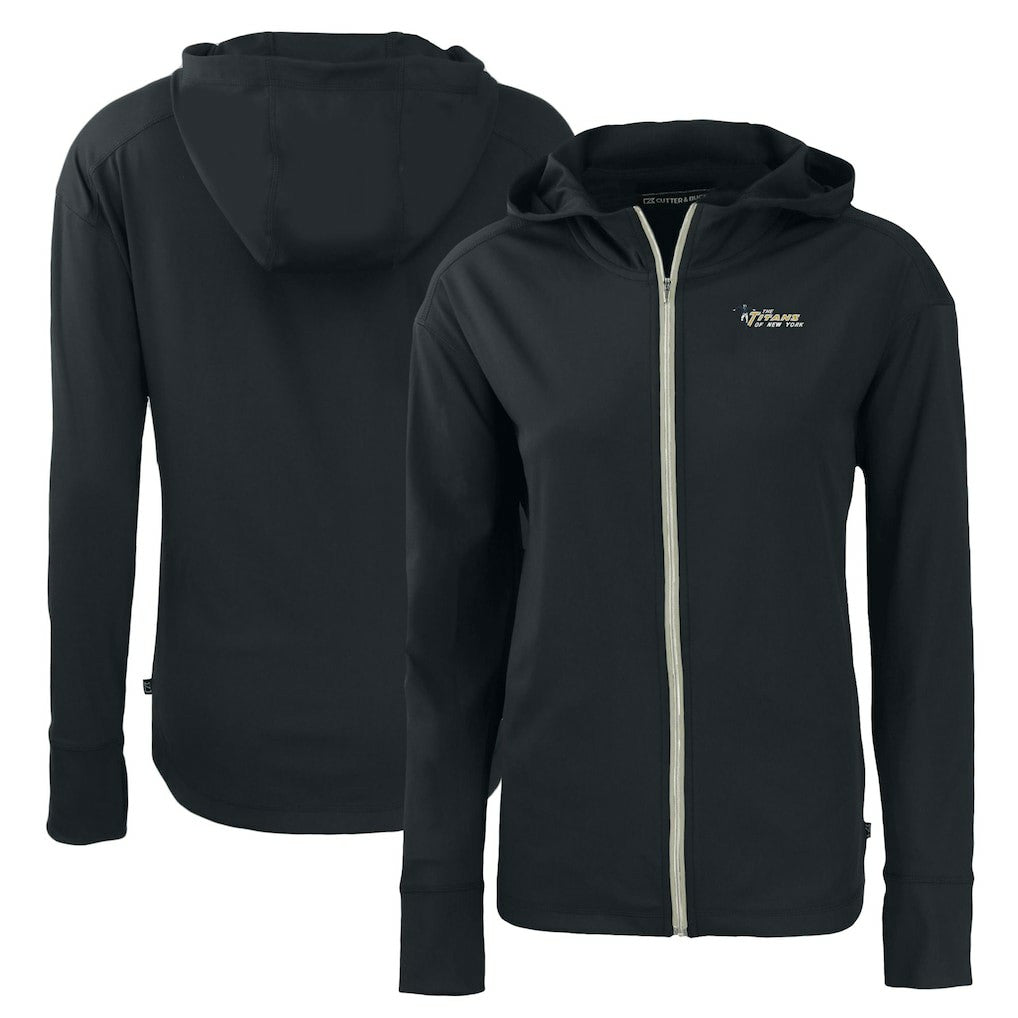 New York Jets Cutter & Buck Women's Throwback Daybreak Eco Recycled Half-Zip Hoodie - Black cheap
