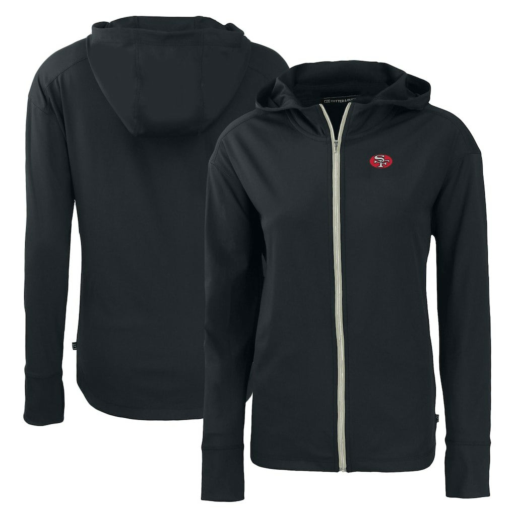 San Francisco 49ers Cutter & Buck Women's Throwback Daybreak Eco Recycled Half-Zip Hoodie - Black cheap