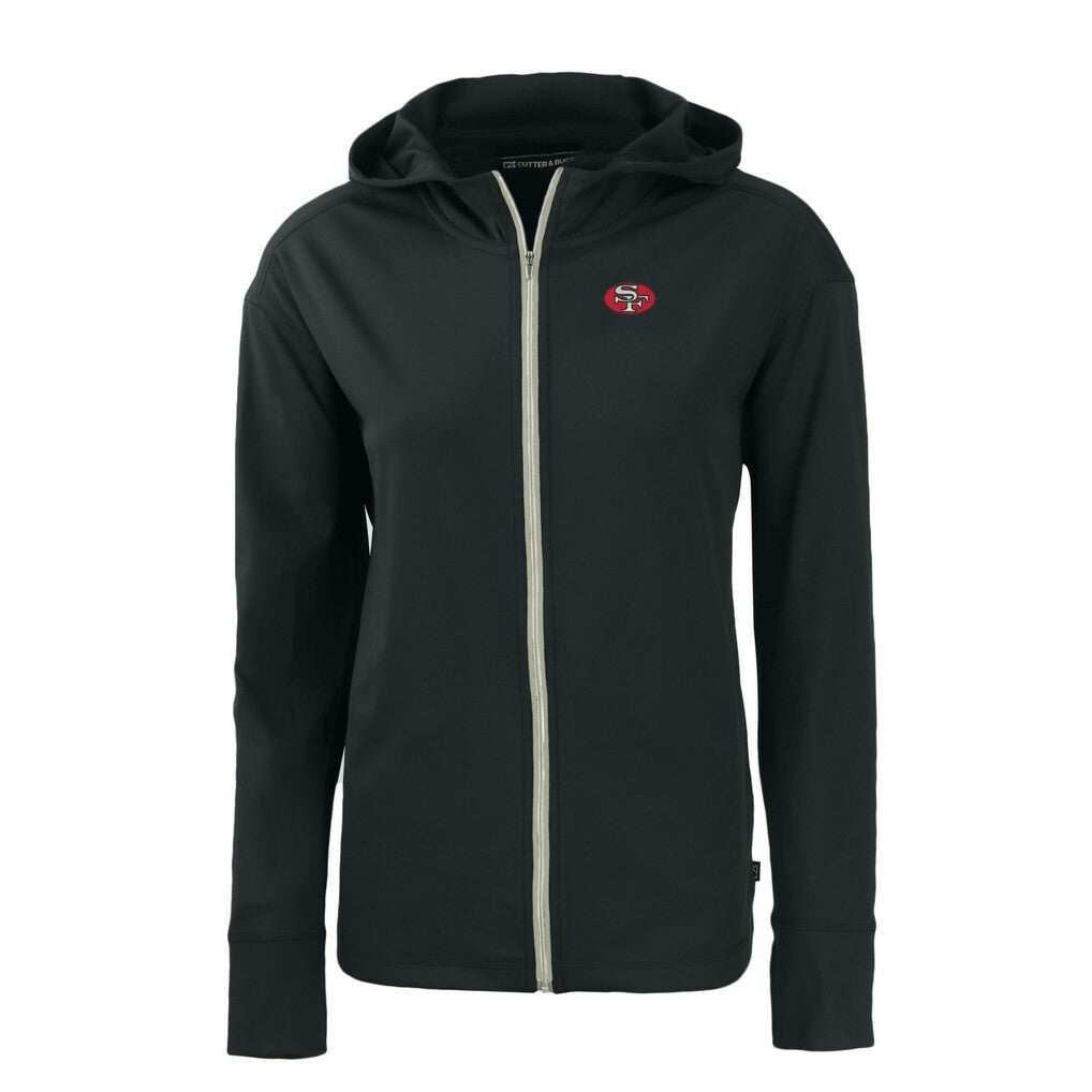 San Francisco 49ers Cutter & Buck Women's Throwback Daybreak Eco Recycled Half-Zip Hoodie - Black cheap