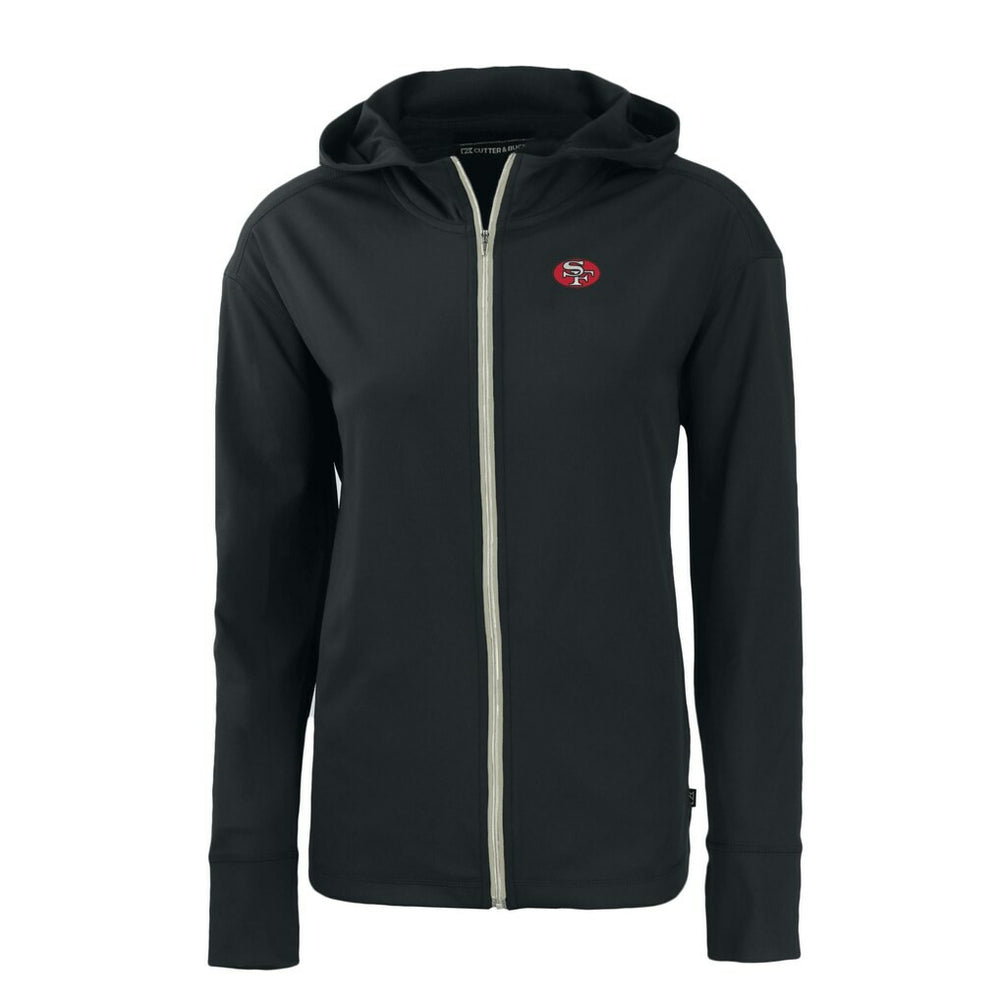 San Francisco 49ers Cutter & Buck Women's Throwback Daybreak Eco Recycled Half-Zip Hoodie - Black cheap