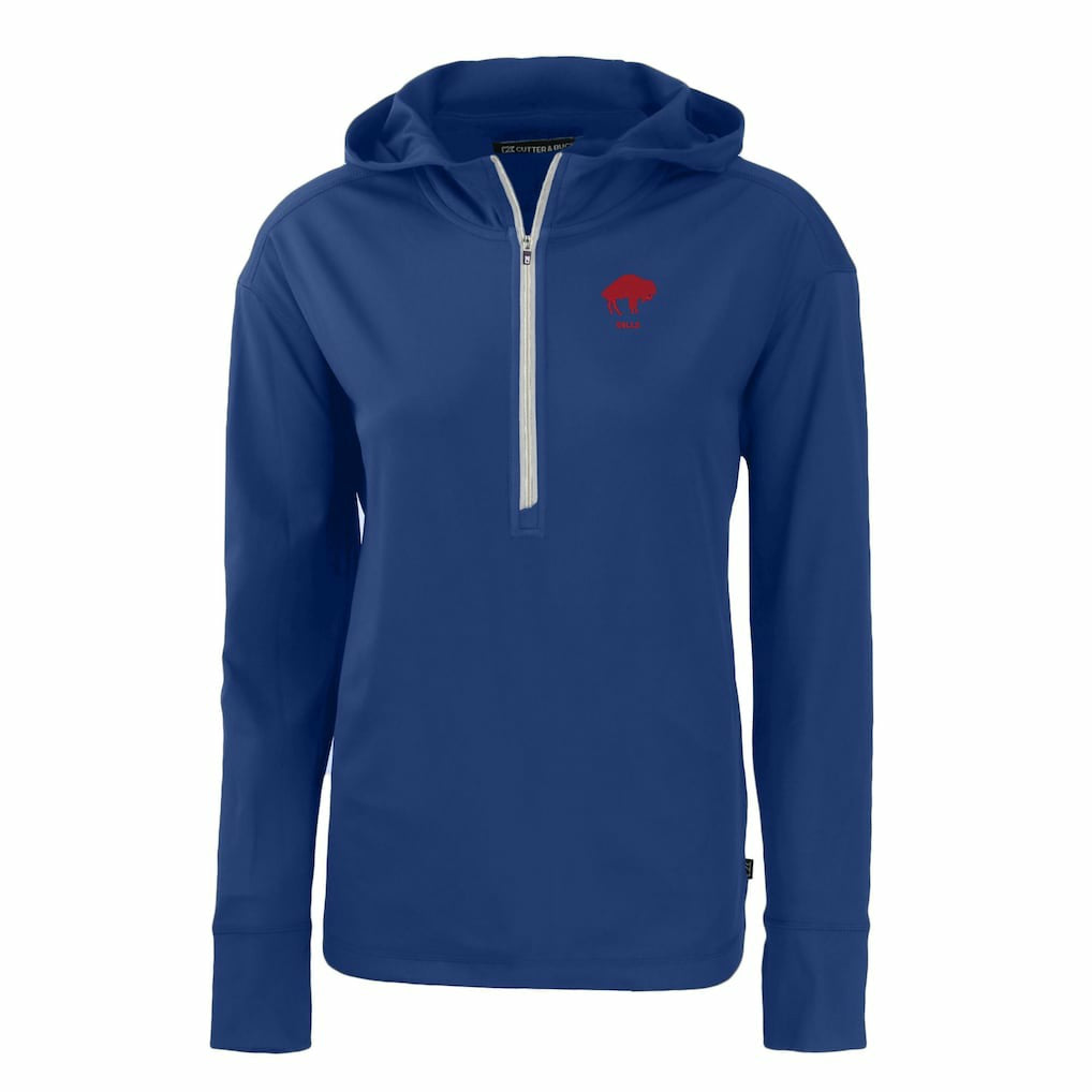 Buffalo Bills Cutter & Buck Women's Throwback Daybreak Eco Recycled Half-Zip Hoodie - Royal for sale