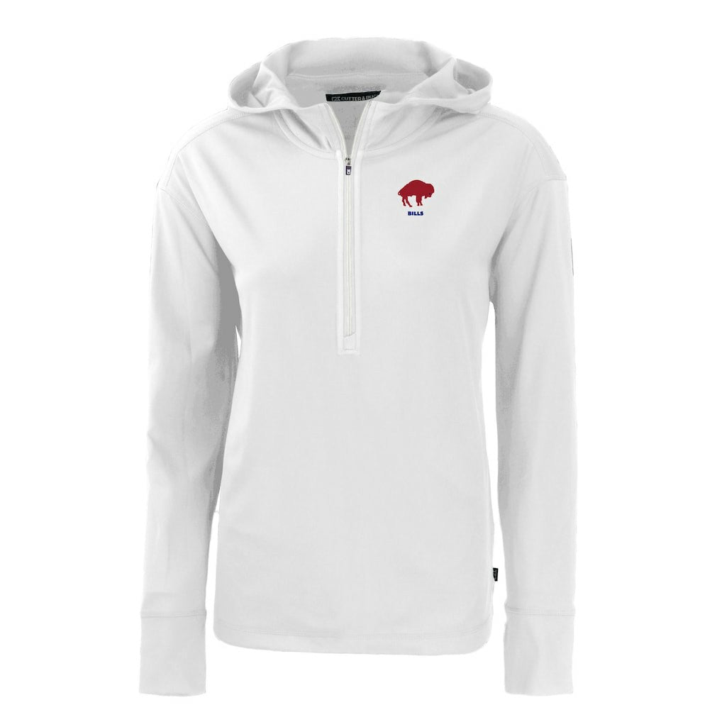 Buffalo Bills Cutter & Buck Women's Throwback Daybreak Eco Recycled Half-Zip Hoodie - White for sale
