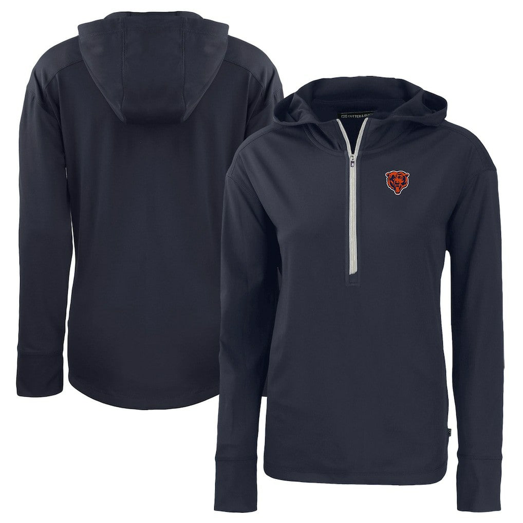 Chicago Bears Cutter & Buck Women's Throwback Daybreak Eco Recycled Half-Zip Hoodie - Navy outlet