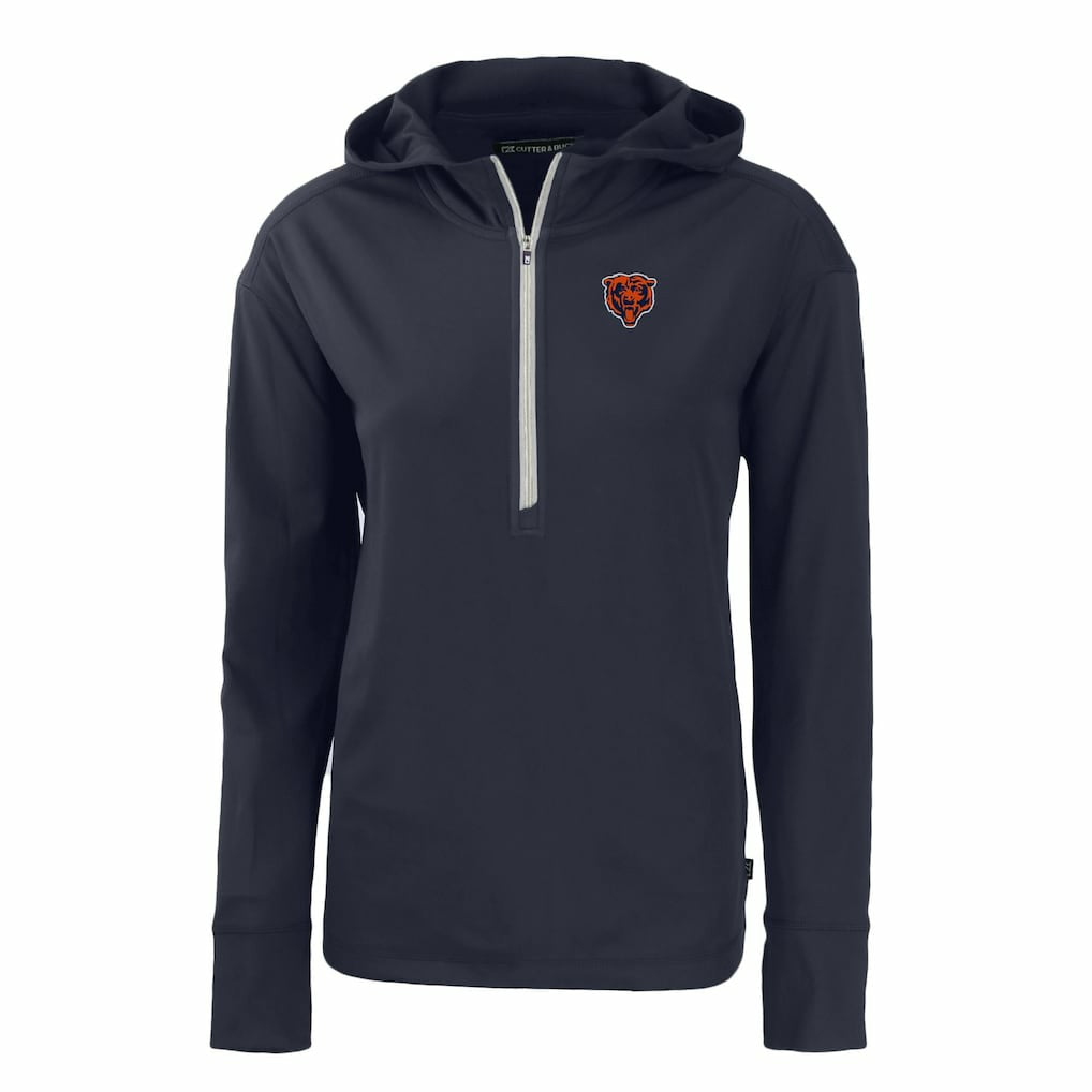 Chicago Bears Cutter & Buck Women's Throwback Daybreak Eco Recycled Half-Zip Hoodie - Navy outlet