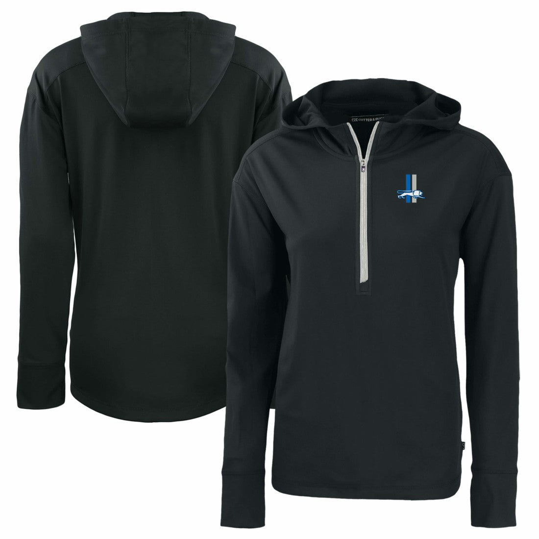 Detroit Lions Cutter & Buck Women's Throwback Daybreak Eco Recycled Half-Zip Hoodie - Black online