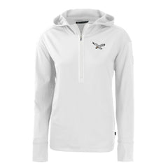 Philadelphia Eagles Cutter & Buck Women's Throwback Daybreak Eco Recycled Half-Zip Hoodie - White for sale