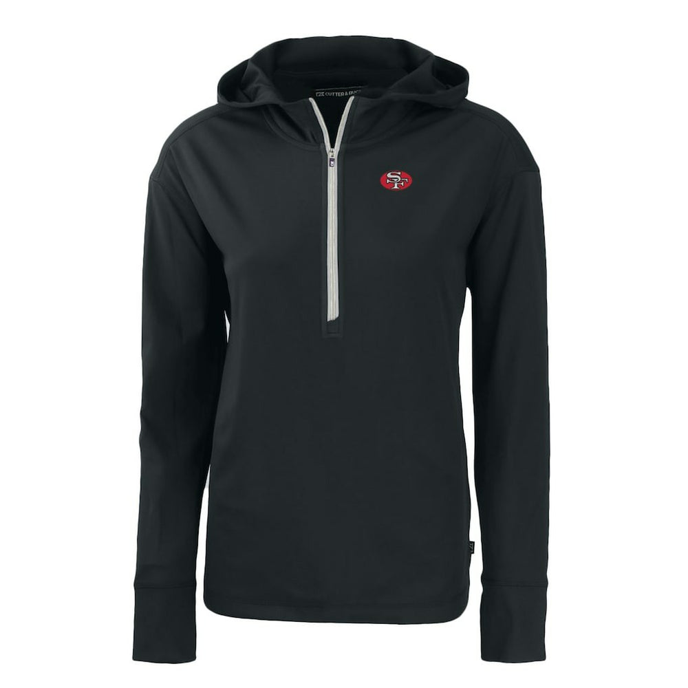 San Francisco 49ers Cutter & Buck Women's Throwback Daybreak Eco Recycled Half-Zip Hoodie - Black discount