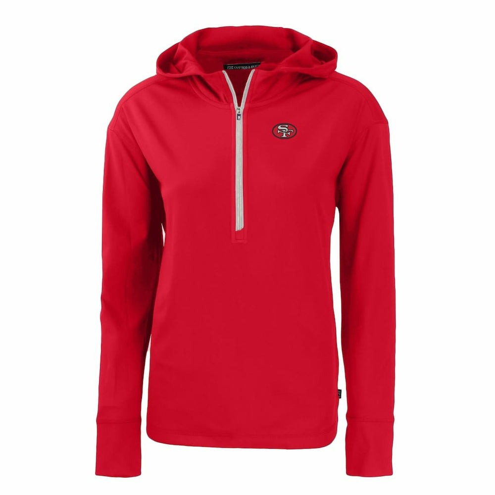 San Francisco 49ers Cutter & Buck Women's Throwback Daybreak Eco Recycled Half-Zip Hoodie - Scarlet sale