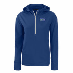Seattle Seahawks Cutter & Buck Women's Throwback Daybreak Eco Recycled Half-Zip Hoodie - Blue sale