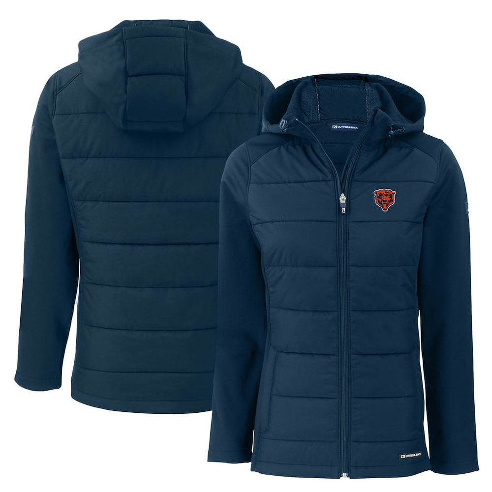 Chicago Bears Cutter & Buck Women's Throwback Evoke Hybrid Eco Softshell Recycled Full-Zip Hoodie Jacket - Navy cheap