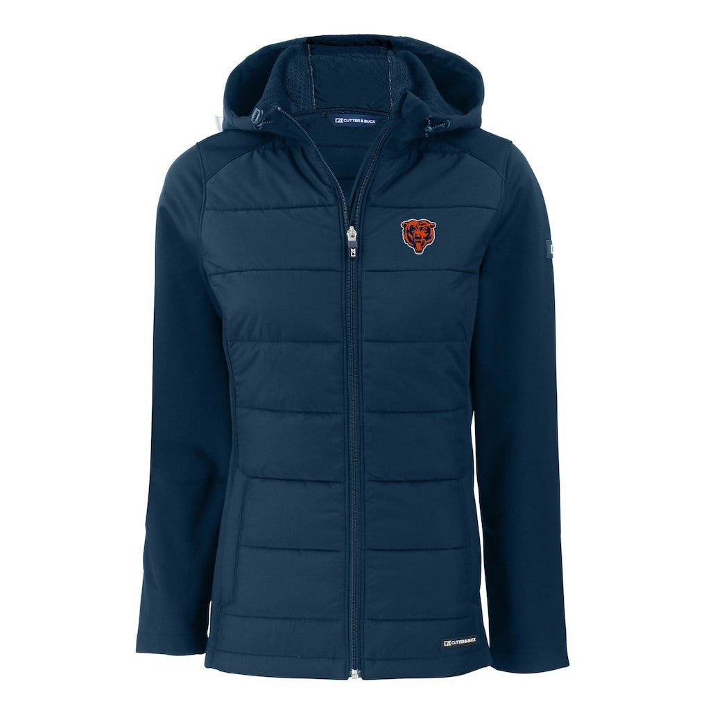 Chicago Bears Cutter & Buck Women's Throwback Evoke Hybrid Eco Softshell Recycled Full-Zip Hoodie Jacket - Navy cheap