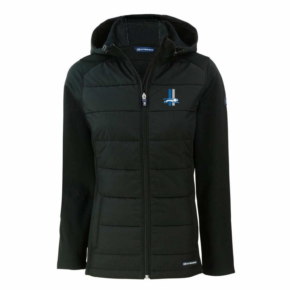 Detroit Lions Cutter & Buck Women's Throwback Evoke Hybrid Eco Softshell Recycled Full-Zip Hoodie Jacket - Black on sale