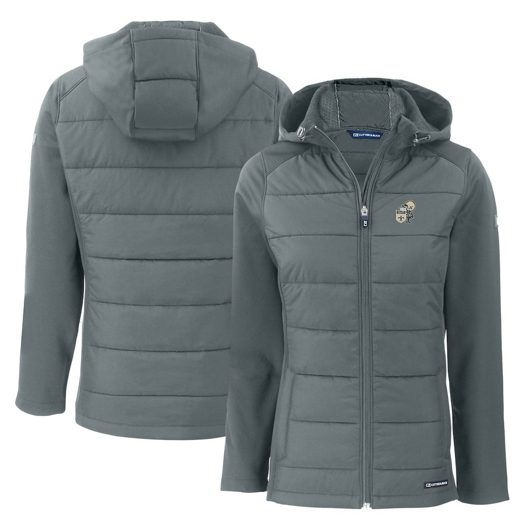 New Orleans Saints Cutter & Buck Women's Throwback Evoke Hybrid Eco Softshell Recycled Full-Zip Hoodie Jacket - Gray discount