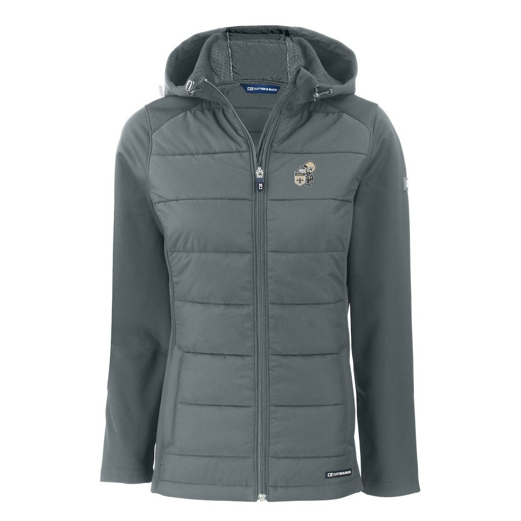 New Orleans Saints Cutter & Buck Women's Throwback Evoke Hybrid Eco Softshell Recycled Full-Zip Hoodie Jacket - Gray discount