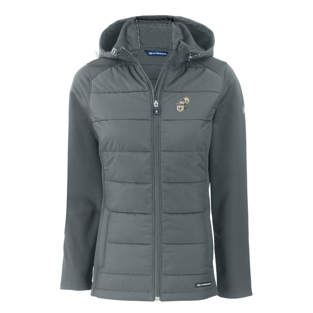New Orleans Saints Cutter & Buck Women's Throwback Evoke Hybrid Eco Softshell Recycled Full-Zip Hoodie Jacket - Gray discount