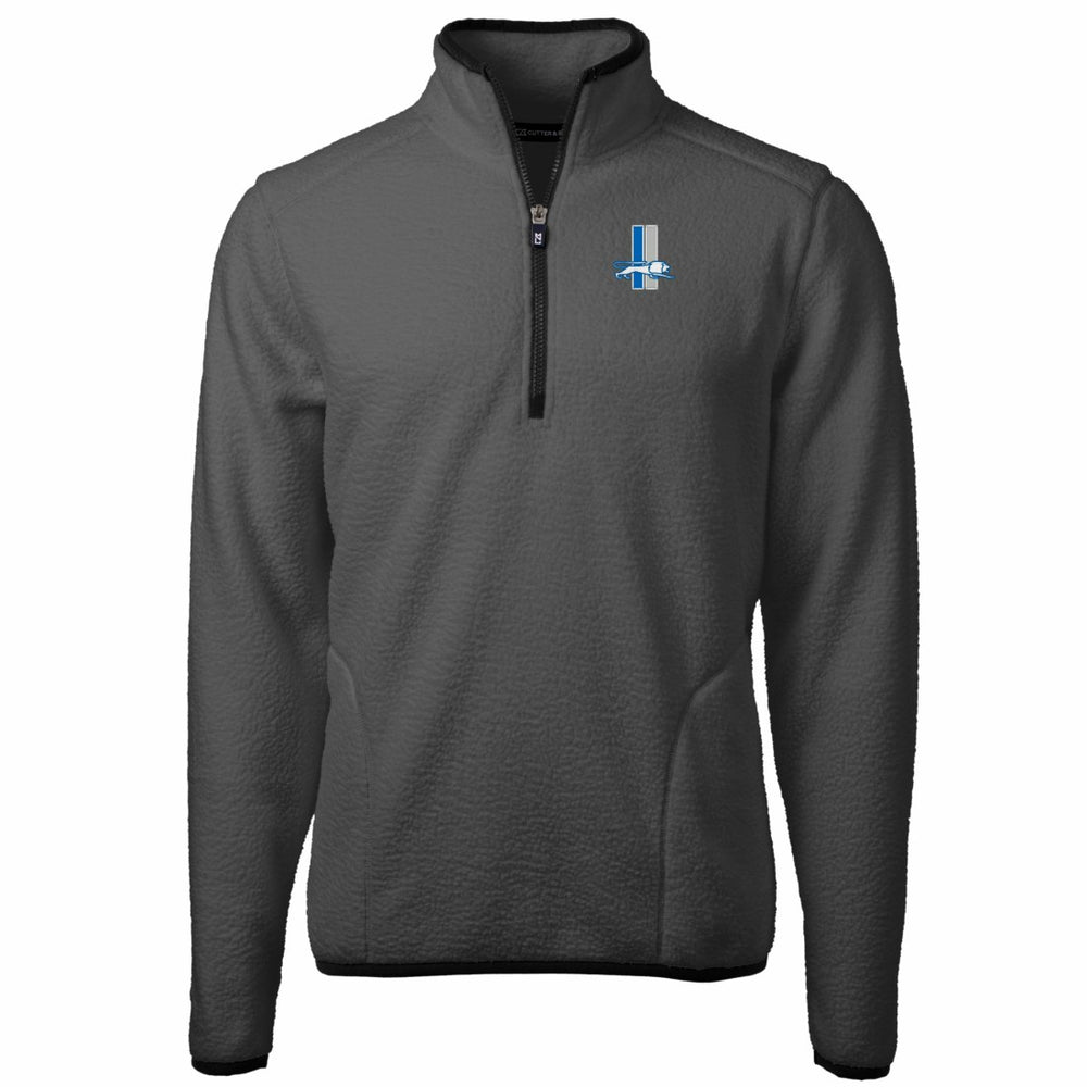 Detroit Lions Cutter & Buck Throwback Cascade Eco Sherpa Fleece Quarter-Zip Pullover Jacket - Gray/Black for sale