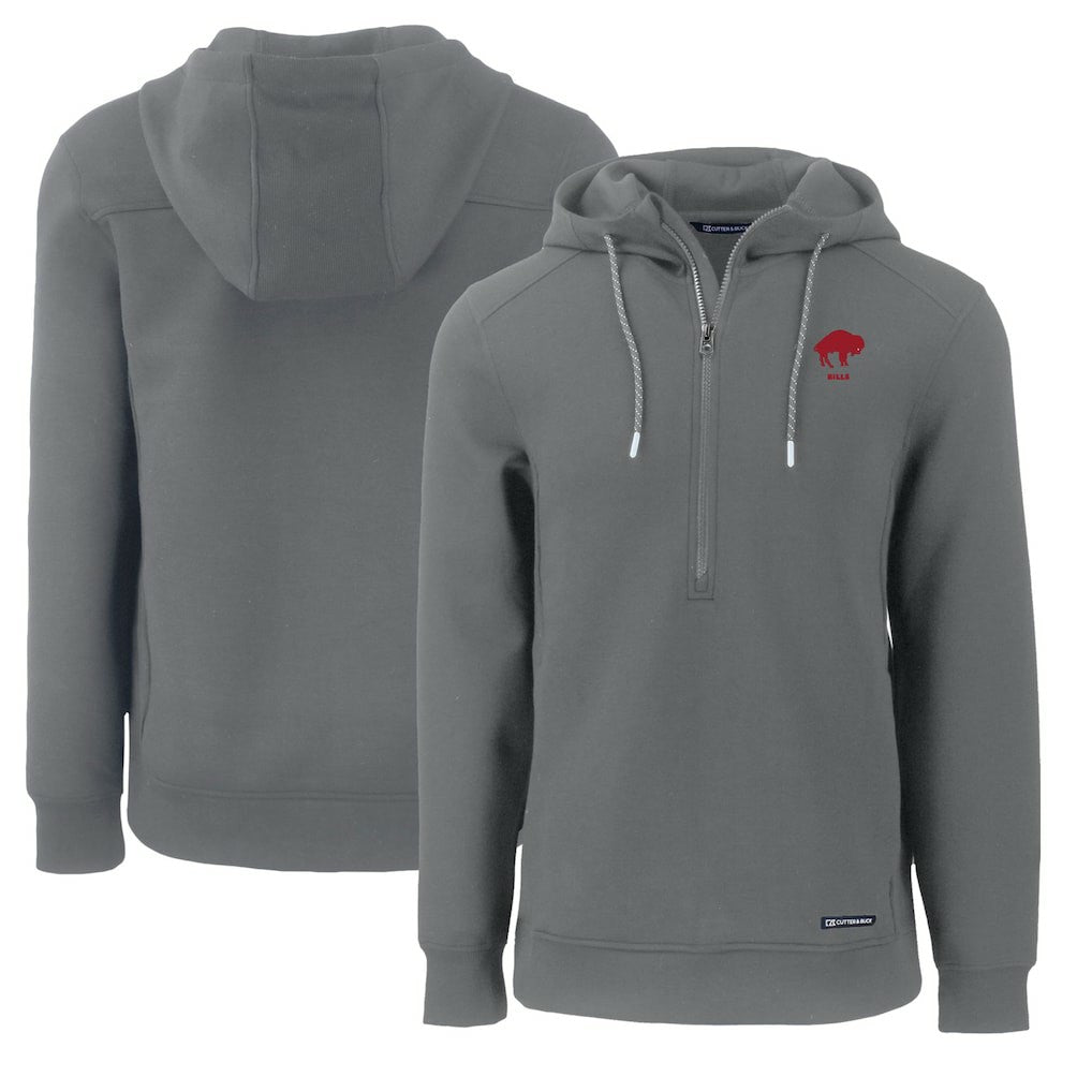 Buffalo Bills Cutter & Buck Throwback Roam Eco Half-Zip Recycled Pullover Hoodie - Gray cheap