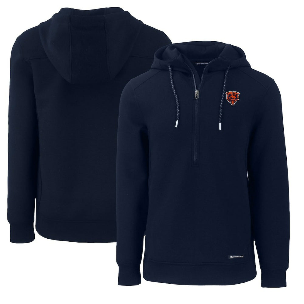 Chicago Bears Cutter & Buck Throwback Roam Eco Half-Zip Recycled Pullover Hoodie - Navy cheap