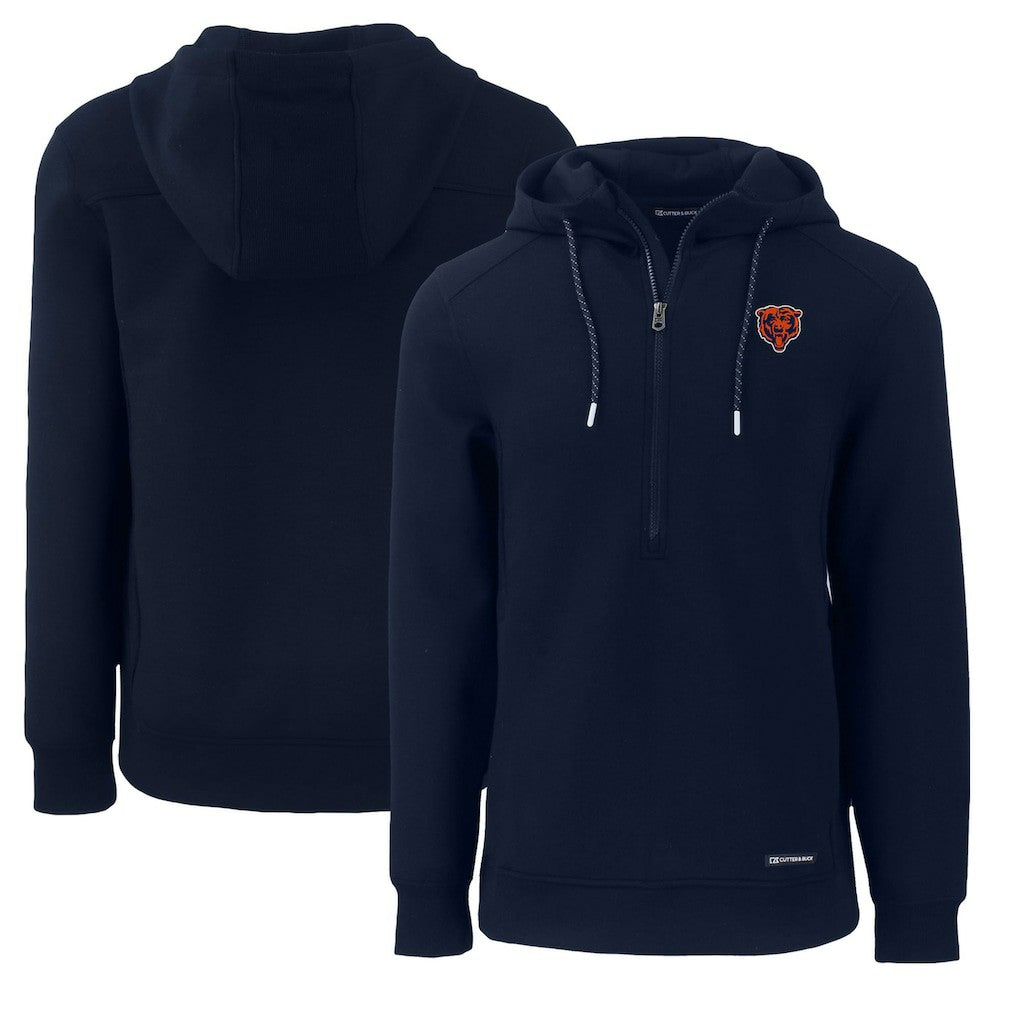 Chicago Bears Cutter & Buck Throwback Roam Eco Half-Zip Recycled Pullover Hoodie - Navy cheap
