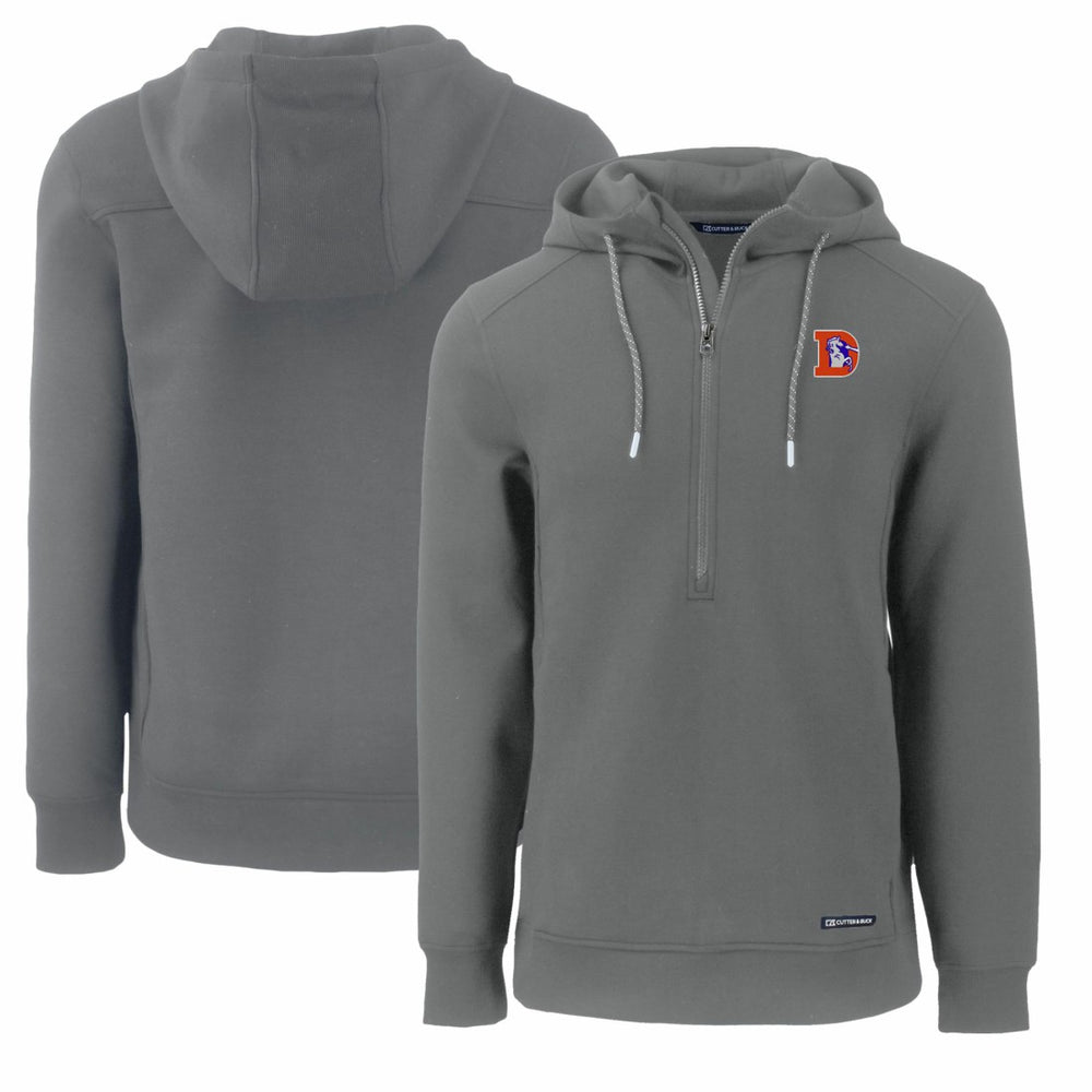 Denver Broncos Cutter & Buck Throwback Roam Eco Half-Zip Recycled Pullover Hoodie - Gray outlet