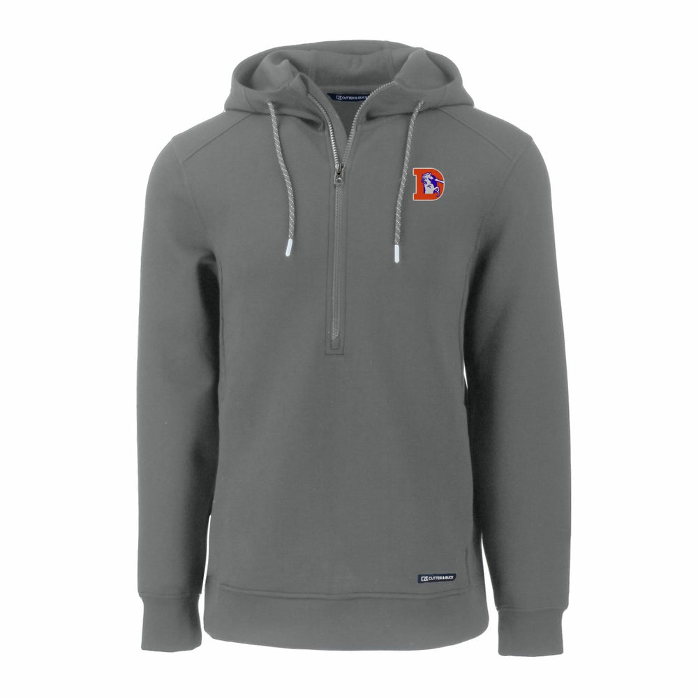Denver Broncos Cutter & Buck Throwback Roam Eco Half-Zip Recycled Pullover Hoodie - Gray outlet