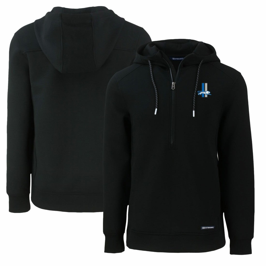 Detroit Lions Cutter & Buck Throwback Roam Eco Half-Zip Recycled Pullover Hoodie - Black sale
