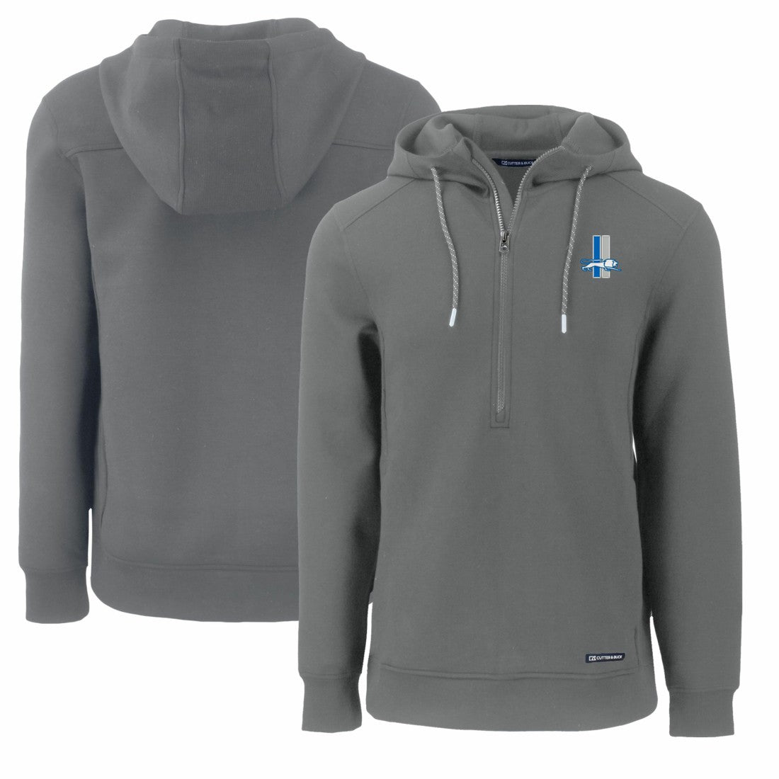 Detroit Lions Cutter & Buck Throwback Roam Eco Half-Zip Recycled Pullover Hoodie - Gray discount