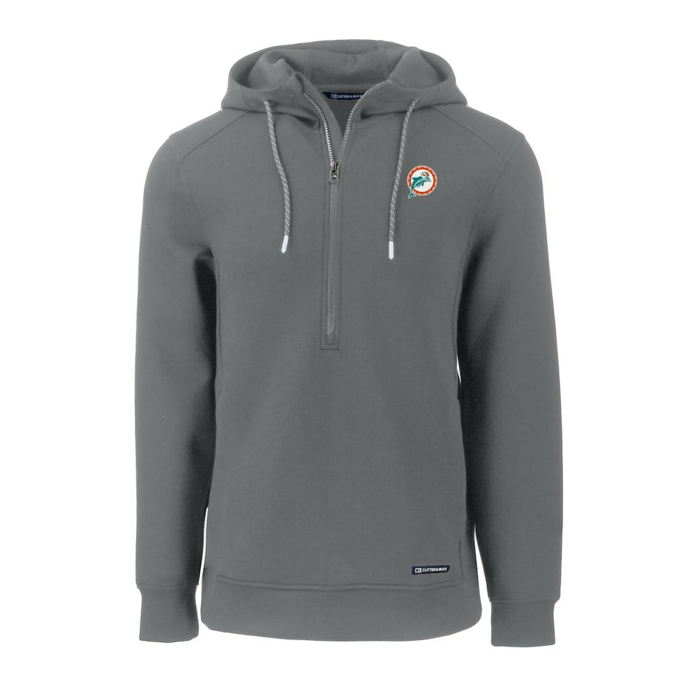 Miami Dolphins Cutter & Buck Throwback Roam Eco Half-Zip Recycled Pullover Hoodie - Gray sale