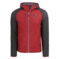 Atlanta Falcons Cutter & Buck Throwback Mainsail Sweater-Knit Full-Zip Hoodie - Heather Red/Heather Charcoal sale