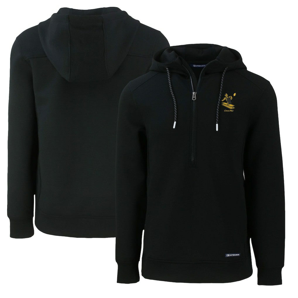 Pittsburgh Steelers Cutter & Buck Throwback Roam Eco Half-Zip Recycled Pullover Hoodie - Black outlet