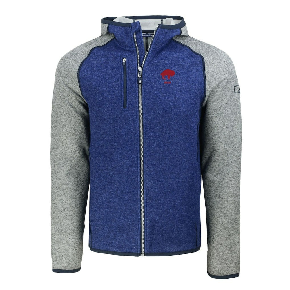Buffalo Bills Cutter & Buck Throwback Mainsail Sweater-Knit Full-Zip Hoodie - Royal/Heather Gray cheap