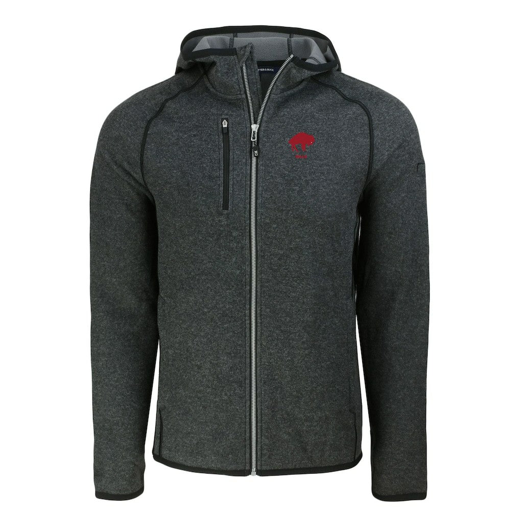 Buffalo Bills Cutter & Buck Throwback Mainsail Sweater-Knit Full-Zip Hoodie - Heather Charcoal outlet