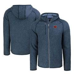 Chicago Bears Cutter & Buck Throwback Mainsail Sweater-Knit Full-Zip Hoodie - Heather Navy cheap