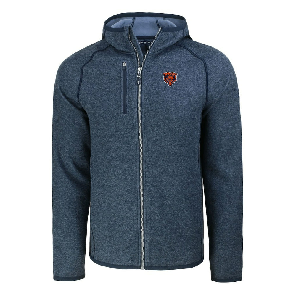 Chicago Bears Cutter & Buck Throwback Mainsail Sweater-Knit Full-Zip Hoodie - Heather Navy cheap