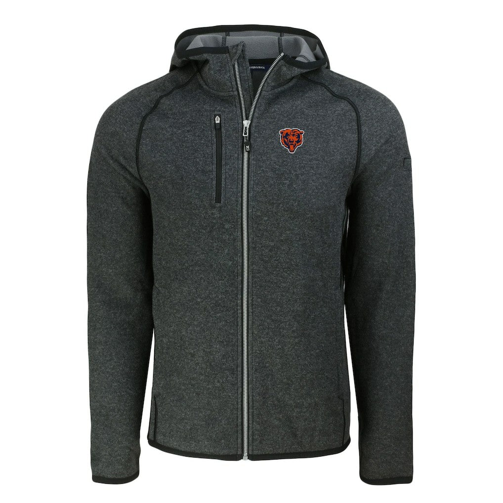 Chicago Bears Cutter & Buck Throwback Mainsail Sweater-Knit Full-Zip Hoodie - Heather Charcoal outlet
