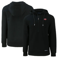 San Francisco 49ers Cutter & Buck Throwback Roam Eco Half-Zip Recycled Pullover Hoodie - Black on sale