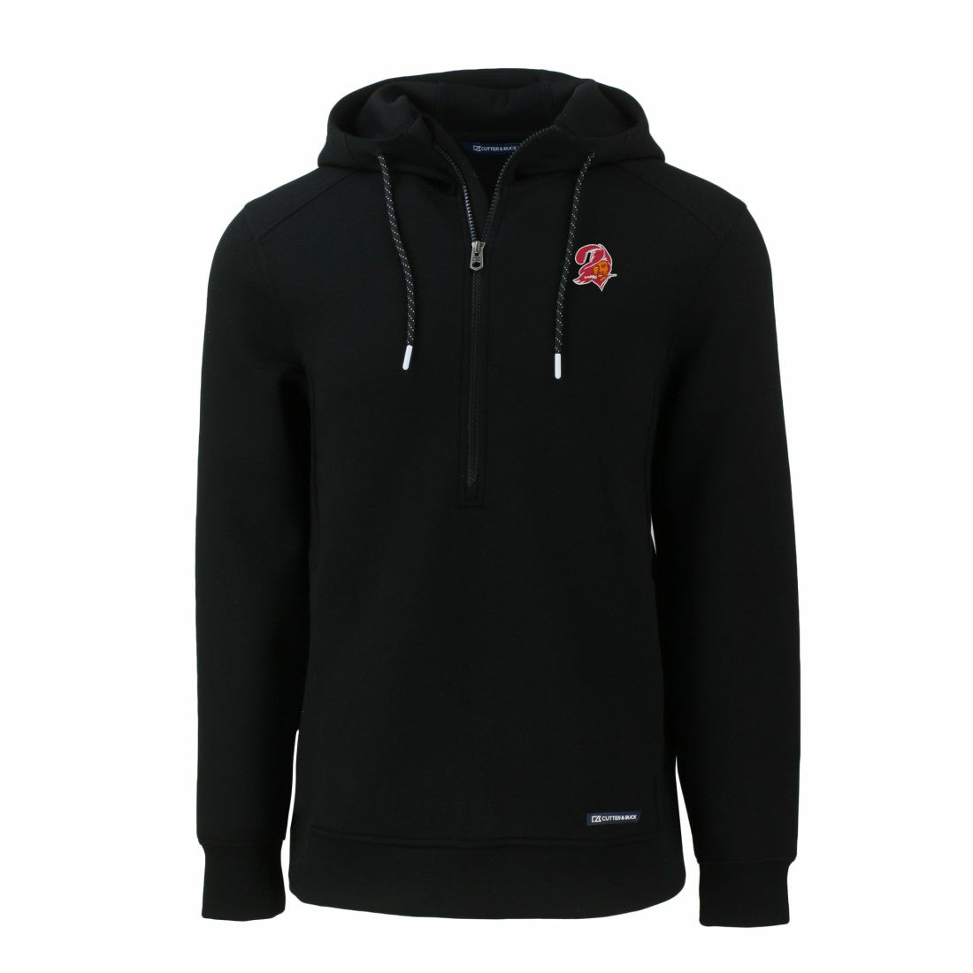 Tampa Bay Buccaneers Cutter & Buck Throwback Roam Eco Half-Zip Recycled Pullover Hoodie - Black cheap