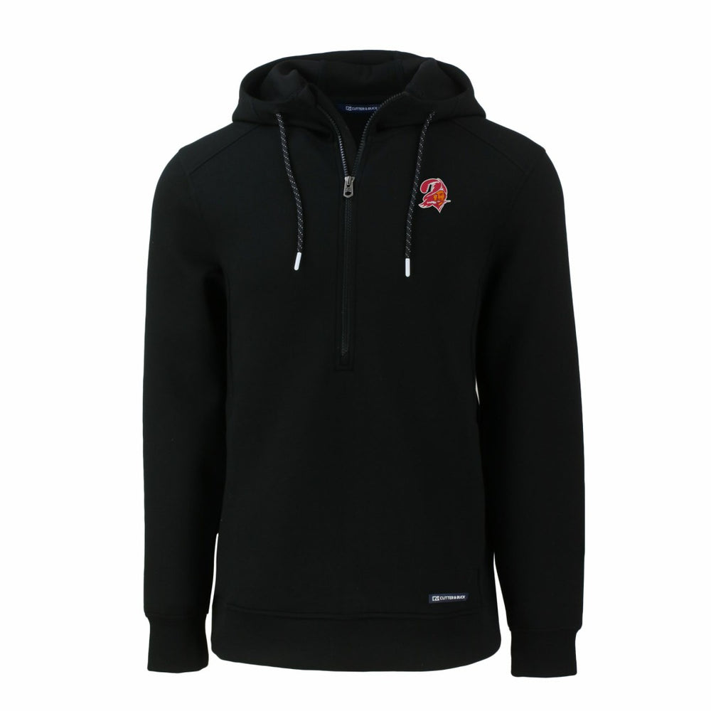Tampa Bay Buccaneers Cutter & Buck Throwback Roam Eco Half-Zip Recycled Pullover Hoodie - Black cheap
