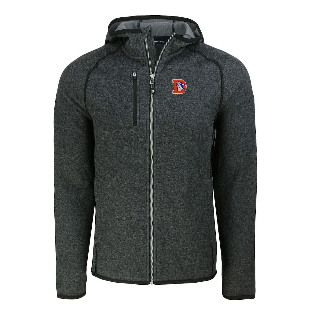 Denver Broncos Cutter & Buck Throwback Mainsail Sweater-Knit Full-Zip Hoodie - Heather Charcoal online