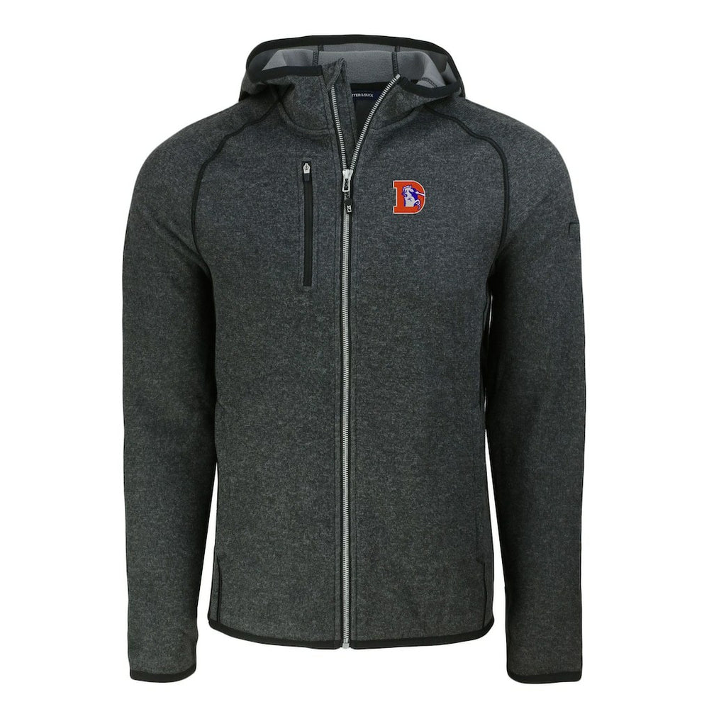 Denver Broncos Cutter & Buck Throwback Mainsail Sweater-Knit Full-Zip Hoodie - Heather Charcoal online