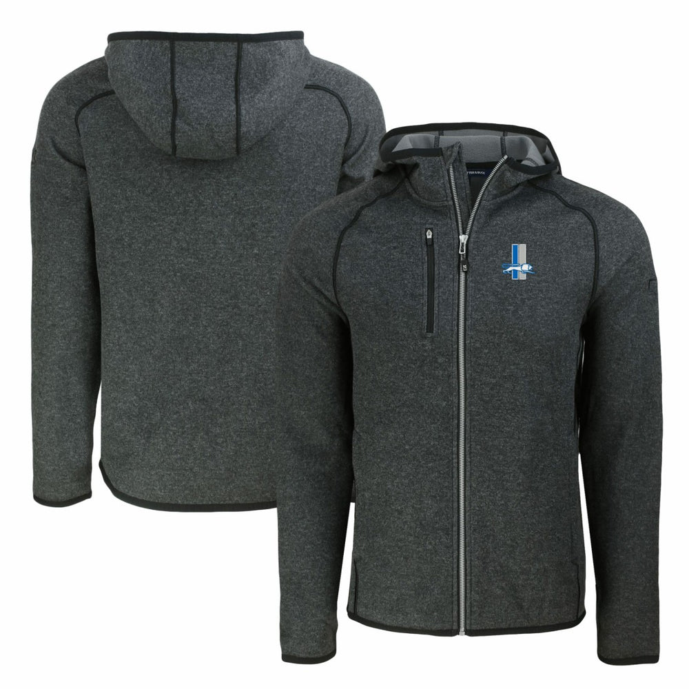 Detroit Lions Cutter & Buck Throwback Mainsail Sweater-Knit Full-Zip Hoodie - Heather Charcoal on sale
