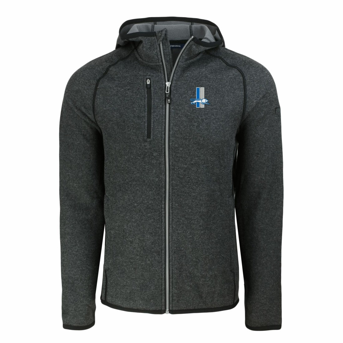 Detroit Lions Cutter & Buck Throwback Mainsail Sweater-Knit Full-Zip Hoodie - Heather Charcoal on sale