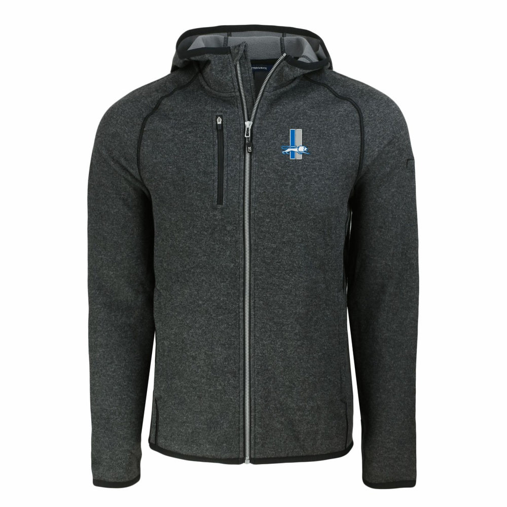 Detroit Lions Cutter & Buck Throwback Mainsail Sweater-Knit Full-Zip Hoodie - Heather Charcoal on sale