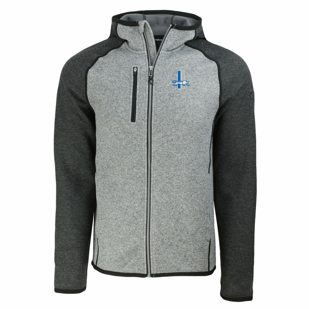 Detroit Lions Cutter & Buck Throwback Mainsail Sweater-Knit Full-Zip Hoodie - Heather Gray/Heather Charcoal on sale