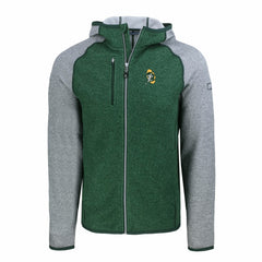 Green Bay Packers Cutter & Buck Throwback Mainsail Sweater-Knit Full-Zip Hoodie - Heather Green/Heather Gray for sale