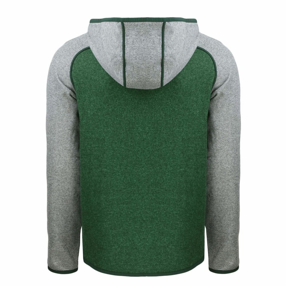 Green Bay Packers Cutter & Buck Throwback Mainsail Sweater-Knit Full-Zip Hoodie - Heather Green/Heather Gray for sale